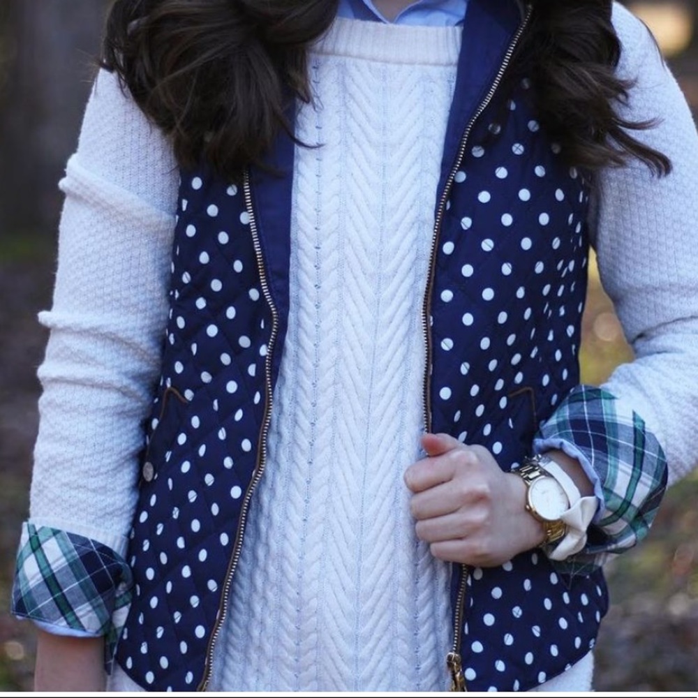 Navy polka dot quilted vest